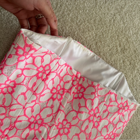 $268 Lilly Pulitzer Strapless Jordan Dress Size 4 Fiesta Pink Pique Lace - Picture 11 of 11
